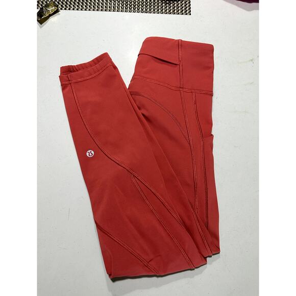 Lululemon Time To Sweat Crop *23" Size 2 Red EUC - Picture 9 of 10